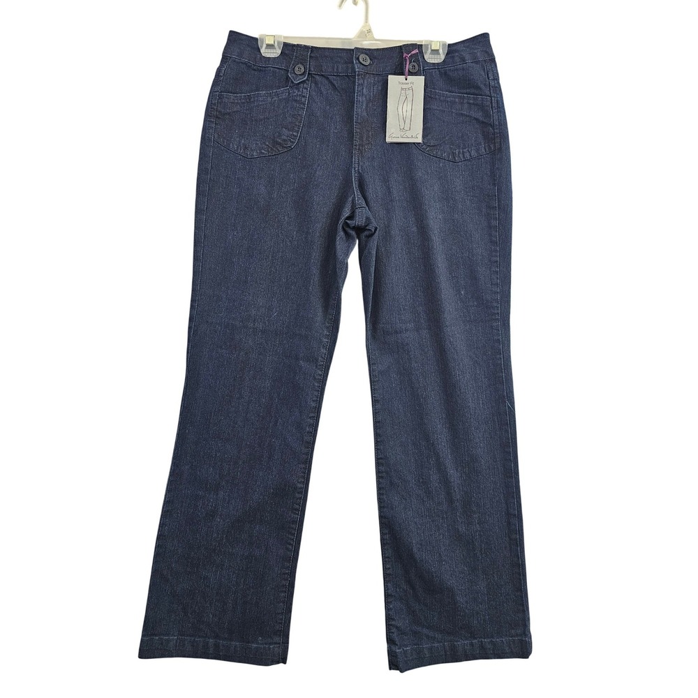 Gloria Vanderbilt Trouser Fit Jeans Womens 12P Blue Solid Denim Stretch Petite